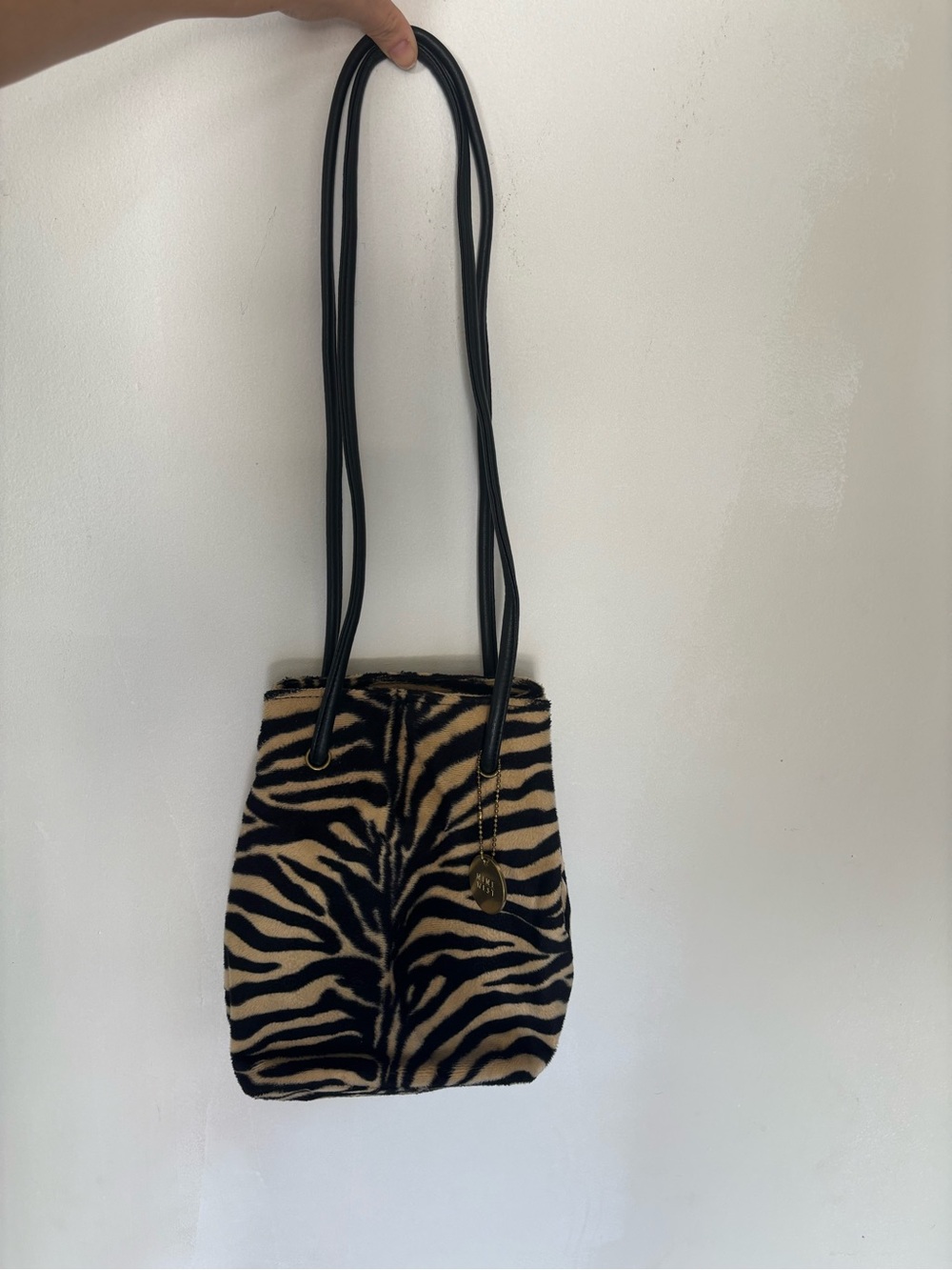 Nine West Zebra-Print Shoulder Bag in Black and Creame